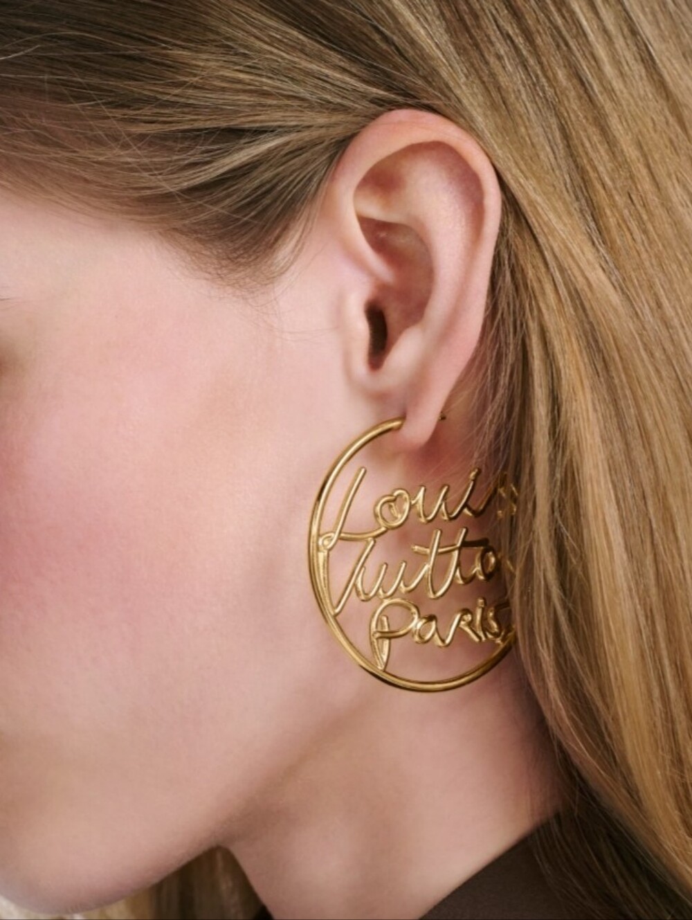 Luxury Gold Script Hoop Earrings - Logo Circle,comes With Cloth Bag/ Box/&🎁gift